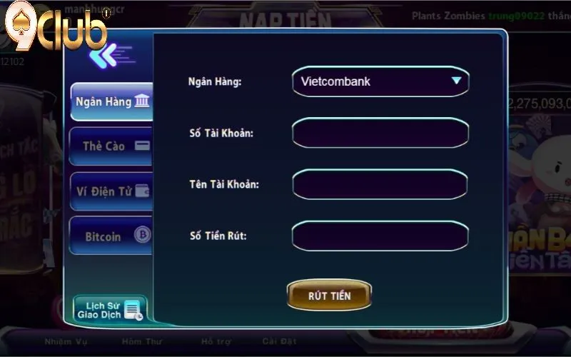 Cách rút tiền 9Club cực đơn giản