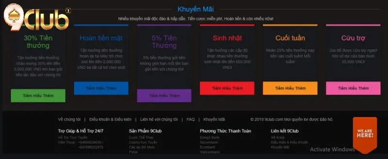Các chương trình Mốc khuyến mãi 9Club nổi bật